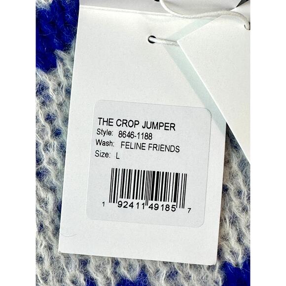 MOTHER The Crop Alpaca-Blend Animal Print Knit Sweater Large NWT - Picture 10 of 15